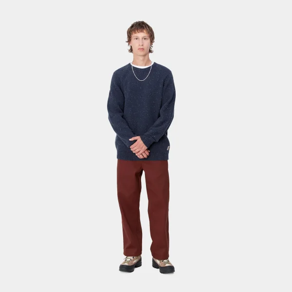 Clearance Carhartt WIP Anglistic Sweater Speckled Air Force Blue