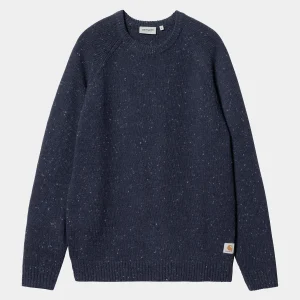 Clearance Carhartt WIP Anglistic Sweater Speckled Air Force Blue