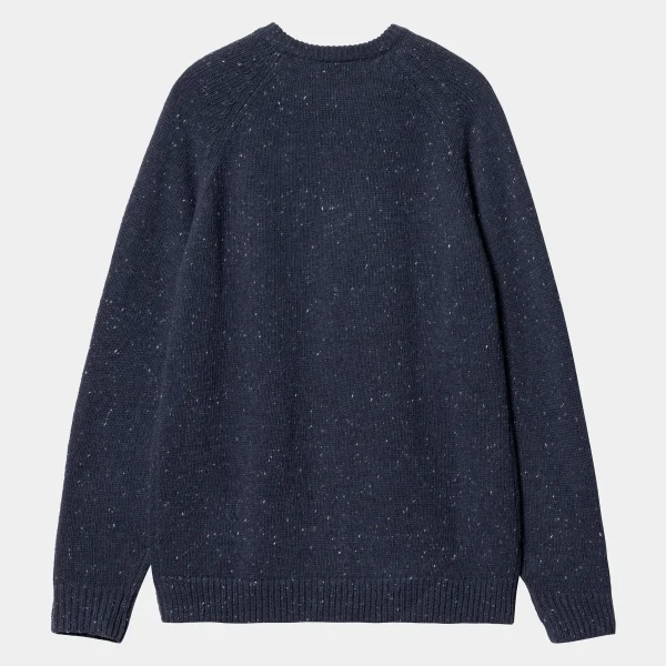 Clearance Carhartt WIP Anglistic Sweater Speckled Air Force Blue