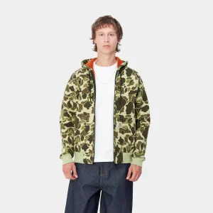 Shop Carhartt WIP Car-Lux Hooded Jacket Camo Duck, Green / Turmeric