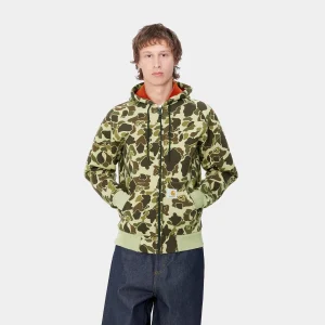 Shop Carhartt WIP Car-Lux Hooded Jacket Camo Duck, Green / Turmeric