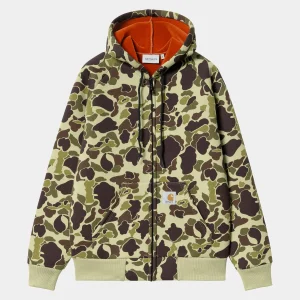 Shop Carhartt WIP Car-Lux Hooded Jacket Camo Duck, Green / Turmeric