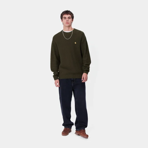 Sale Carhartt WIP Chane Sweater Cypress / Gold