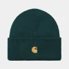 Clearance Carhartt WIP Chase Beanie Duck Blue / Gold