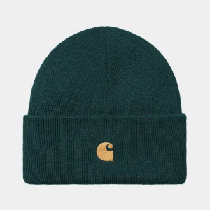 Clearance Carhartt WIP Chase Beanie Duck Blue / Gold