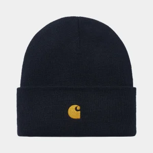 Cheap Carhartt WIP Chase Beanie Dark Navy / Gold