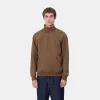 Cheap Carhartt WIP Chase Neck Zip Sweatshirt Chocolate / Gold