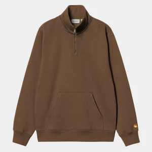 Cheap Carhartt WIP Chase Neck Zip Sweatshirt Chocolate / Gold