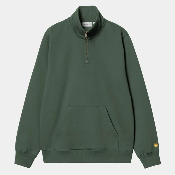 Flash Sale Carhartt WIP Chase Neck Zip Sweatshirt Sycamore Tree / Gold