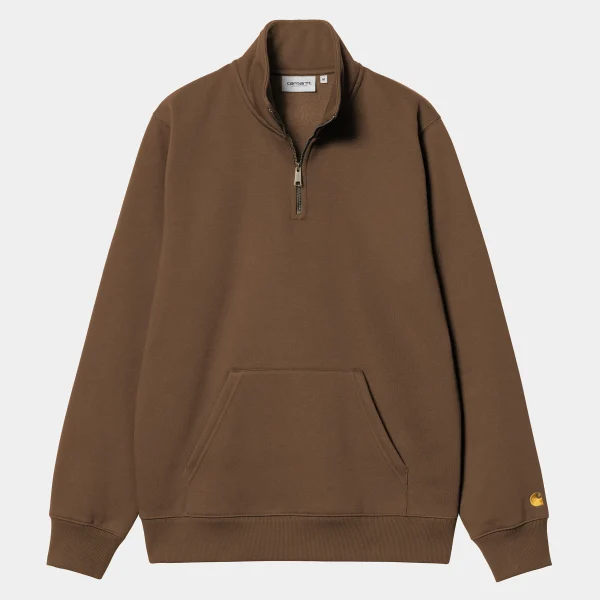 Cheap Carhartt WIP Chase Neck Zip Sweatshirt Chocolate / Gold