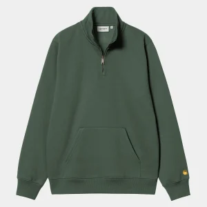 Flash Sale Carhartt WIP Chase Neck Zip Sweatshirt Sycamore Tree / Gold