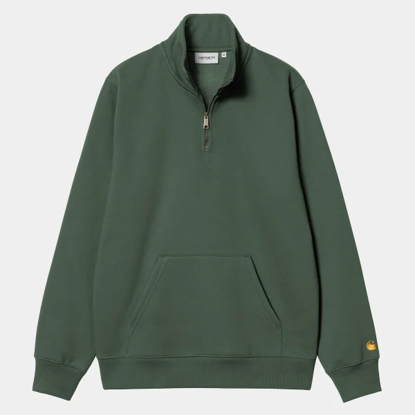 Flash Sale Carhartt WIP Chase Neck Zip Sweatshirt Sycamore Tree / Gold