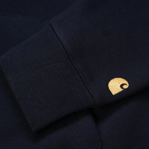 Hot Carhartt WIP Chase Neck Zip Sweatshirt Dark Navy / Gold