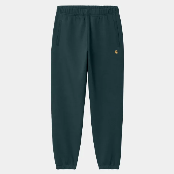 Shop Carhartt WIP Chase Sweat Pant Duck Blue / Gold