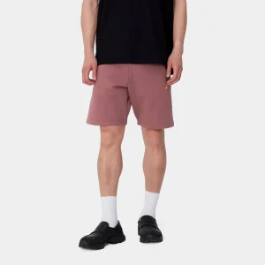 Online Carhartt WIP Chase Sweat Short Dusty Fuchsia / Gold