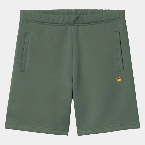 Sale Carhartt WIP Chase Sweat Short Duck Green / Gold