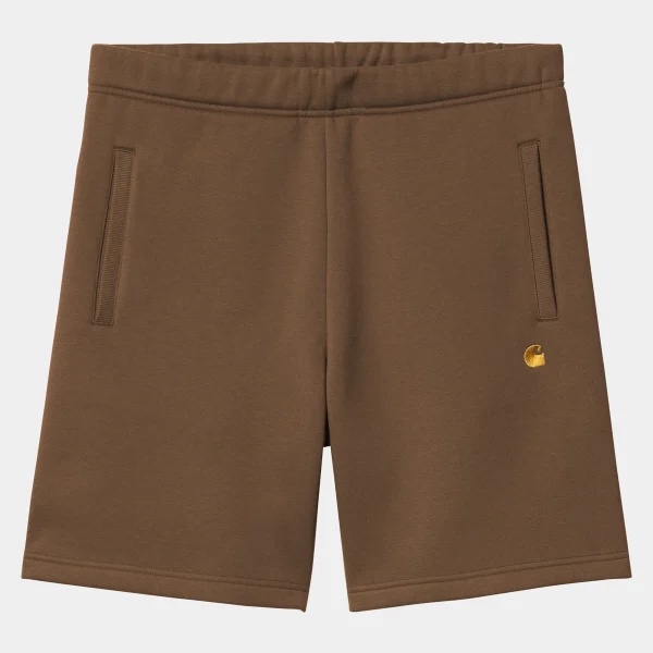 Clearance Carhartt WIP Chase Sweat Short Chocolate / Gold