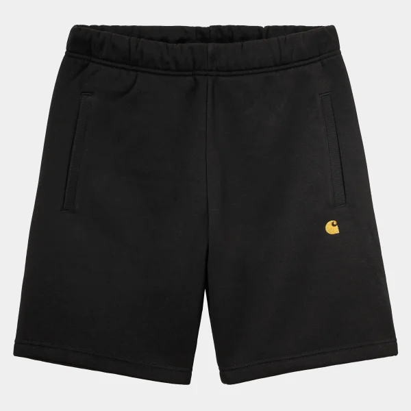 Best Sale Carhartt WIP Chase Sweat Short Black / Gold