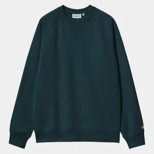 Discount Carhartt WIP Chase Sweatshirt Duck Blue / Gold