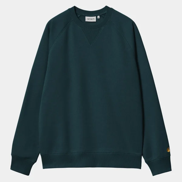 Discount Carhartt WIP Chase Sweatshirt Duck Blue / Gold