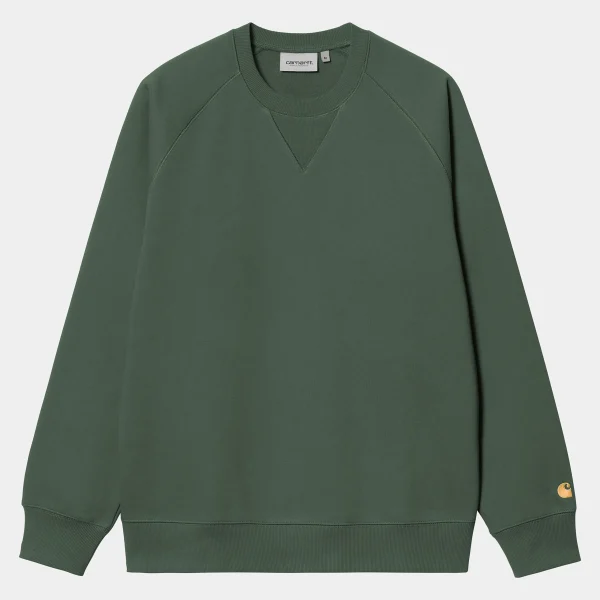 Discount Carhartt WIP Chase Sweatshirt Sycamore Tree / Gold