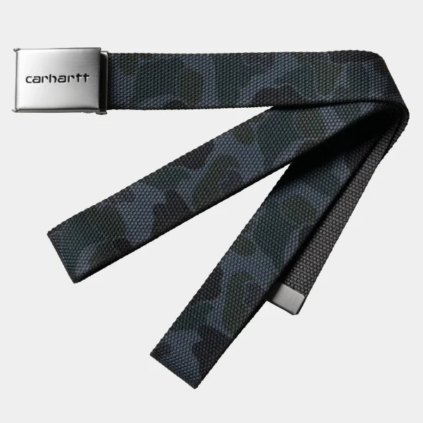 New Carhartt WIP Clip Belt Chrome Camo Duck, Grey