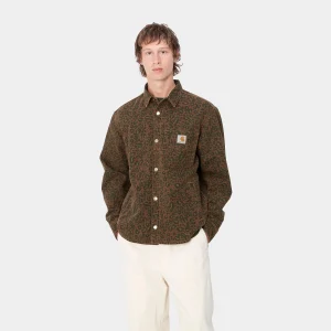 New Carhartt WIP Conro Shirt Jac Camo Leo, Tamarind / Tamarind