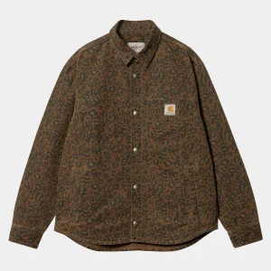 New Carhartt WIP Conro Shirt Jac Camo Leo, Tamarind / Tamarind