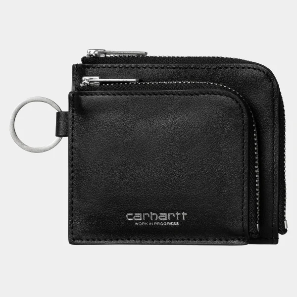 Best Sale Carhartt WIP Double Vegas Zip Wallet Black / Silver