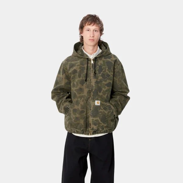 New Carhartt WIP Duck Active Jacket Camo Duck, Green / Office Green