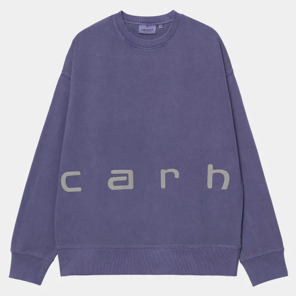 Best Sale Carhartt WIP Felt Script Sweat Aura / Misty Grey