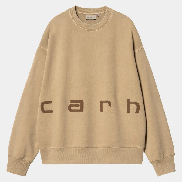 Cheap Carhartt WIP Felt Script Sweat Peanut / Tobacco