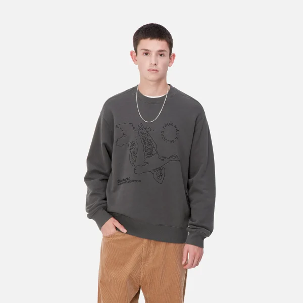 Sale Carhartt WIP Flying Ducks Sweat Graphite