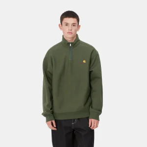 Store Carhartt WIP Half Zip American Script Sweatshirt Tarragon