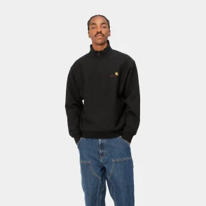 Cheap Carhartt WIP Half Zip American Script Sweatshirt Black