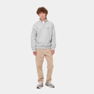 Outlet Carhartt WIP Half Zip American Script Sweatshirt Ash Heather