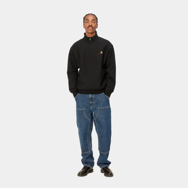 Cheap Carhartt WIP Half Zip American Script Sweatshirt Black