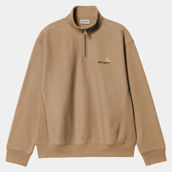 Store Carhartt WIP Half Zip American Script Sweatshirt Peanut