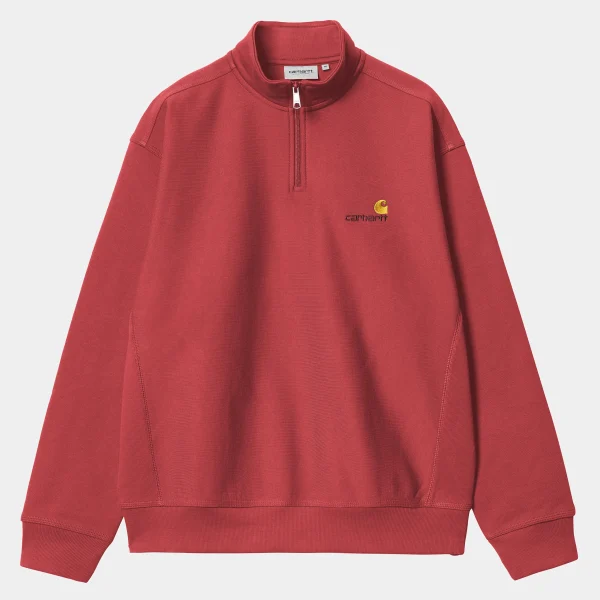 Flash Sale Carhartt WIP Half Zip American Script Sweatshirt Tuscany