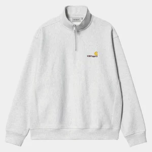 Outlet Carhartt WIP Half Zip American Script Sweatshirt Ash Heather