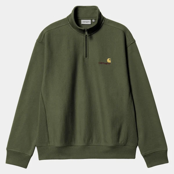 Store Carhartt WIP Half Zip American Script Sweatshirt Tarragon