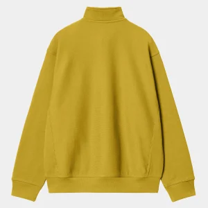 Discount Carhartt WIP Half Zip American Script Sweatshirt Golden Olive