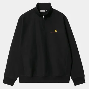 Cheap Carhartt WIP Half Zip American Script Sweatshirt Black