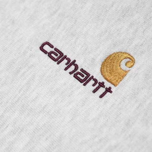 Outlet Carhartt WIP Half Zip American Script Sweatshirt Ash Heather