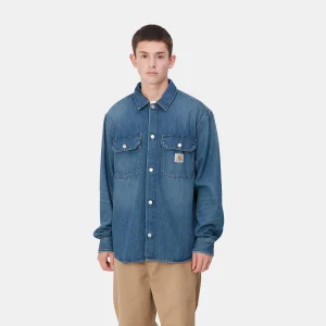 Shop Carhartt WIP Harvey Shirt Jac Blue