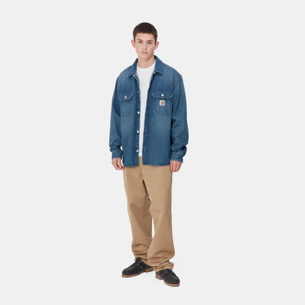 Shop Carhartt WIP Harvey Shirt Jac Blue