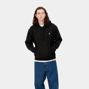 New Carhartt WIP Hooded American Script Sweatshirt Black