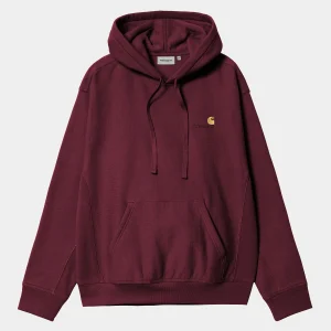 Shop Carhartt WIP Hooded American Script Sweatshirt Malbec