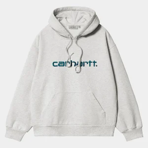 Discount Carhartt WIP Hooded Carhartt Sweatshirt Ash Heather / Duck Blue