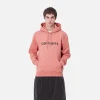 Fashion Carhartt WIP Hooded Carhartt Sweatshirt Dusty Rose / Sycamore Tree